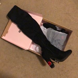 Black suede over the knee boots